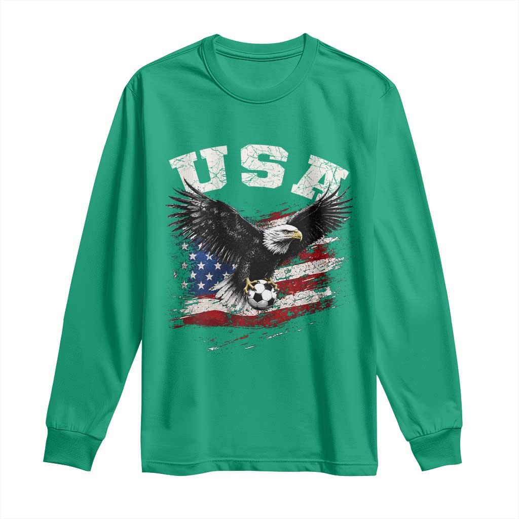 USA Soccer Bald Eagle American Flag Vintage Long Sleeve Shirt