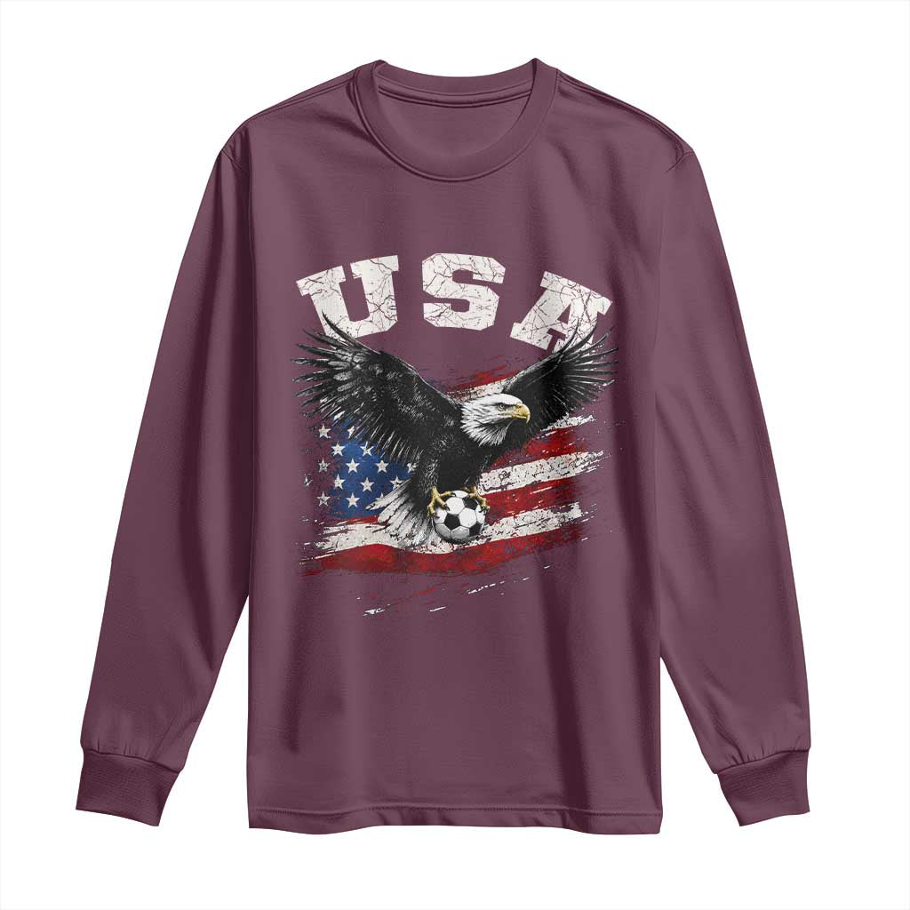 USA Soccer Bald Eagle American Flag Vintage Long Sleeve Shirt