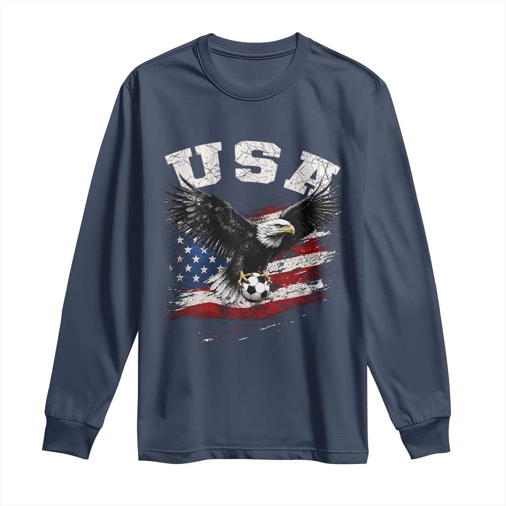 USA Soccer Bald Eagle American Flag Vintage Long Sleeve Shirt