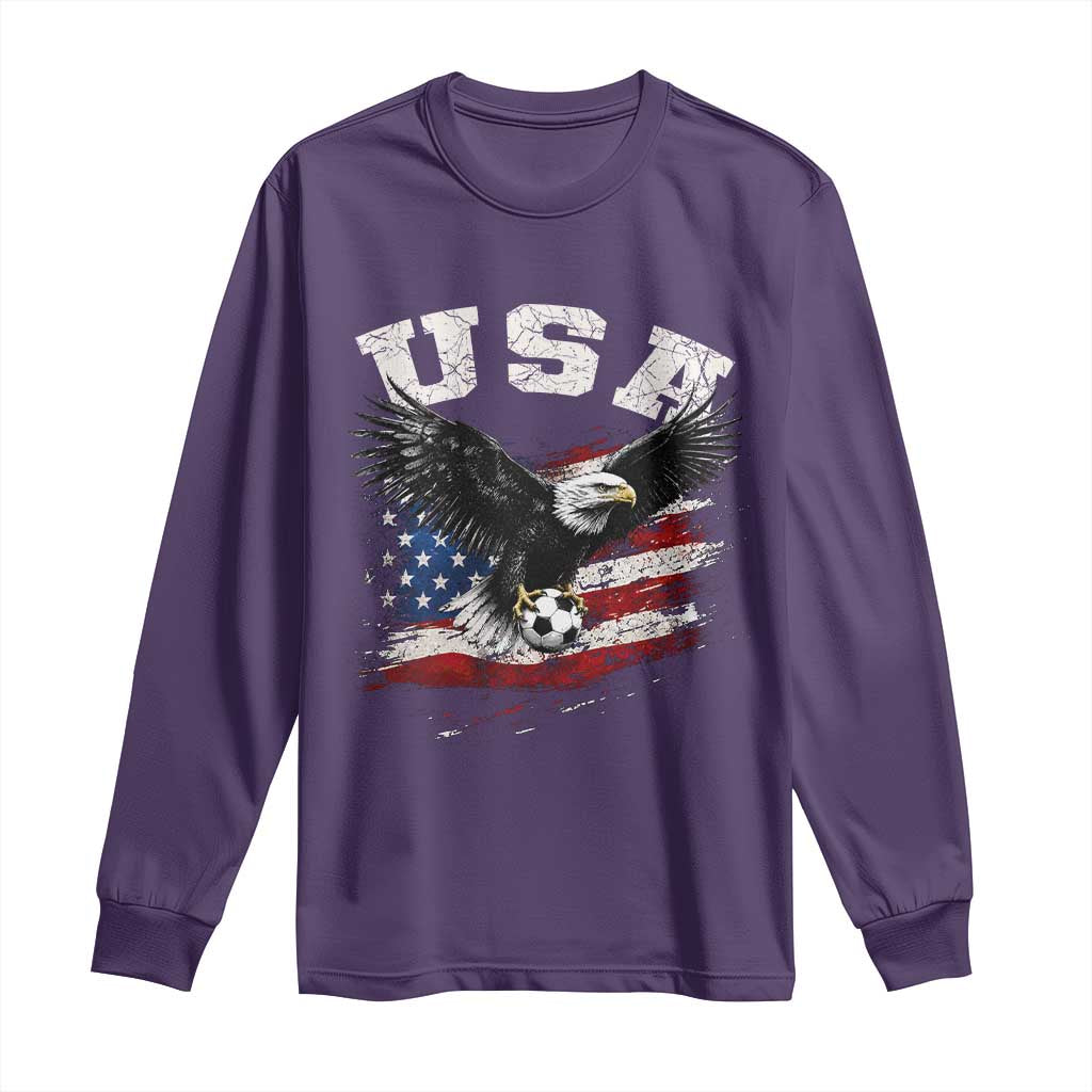 USA Soccer Bald Eagle American Flag Vintage Long Sleeve Shirt