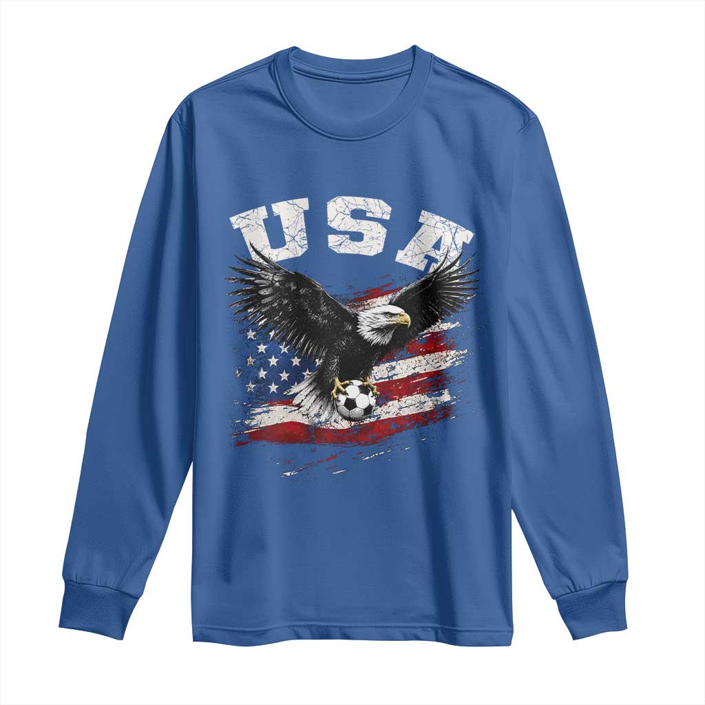 USA Soccer Bald Eagle American Flag Vintage Long Sleeve Shirt