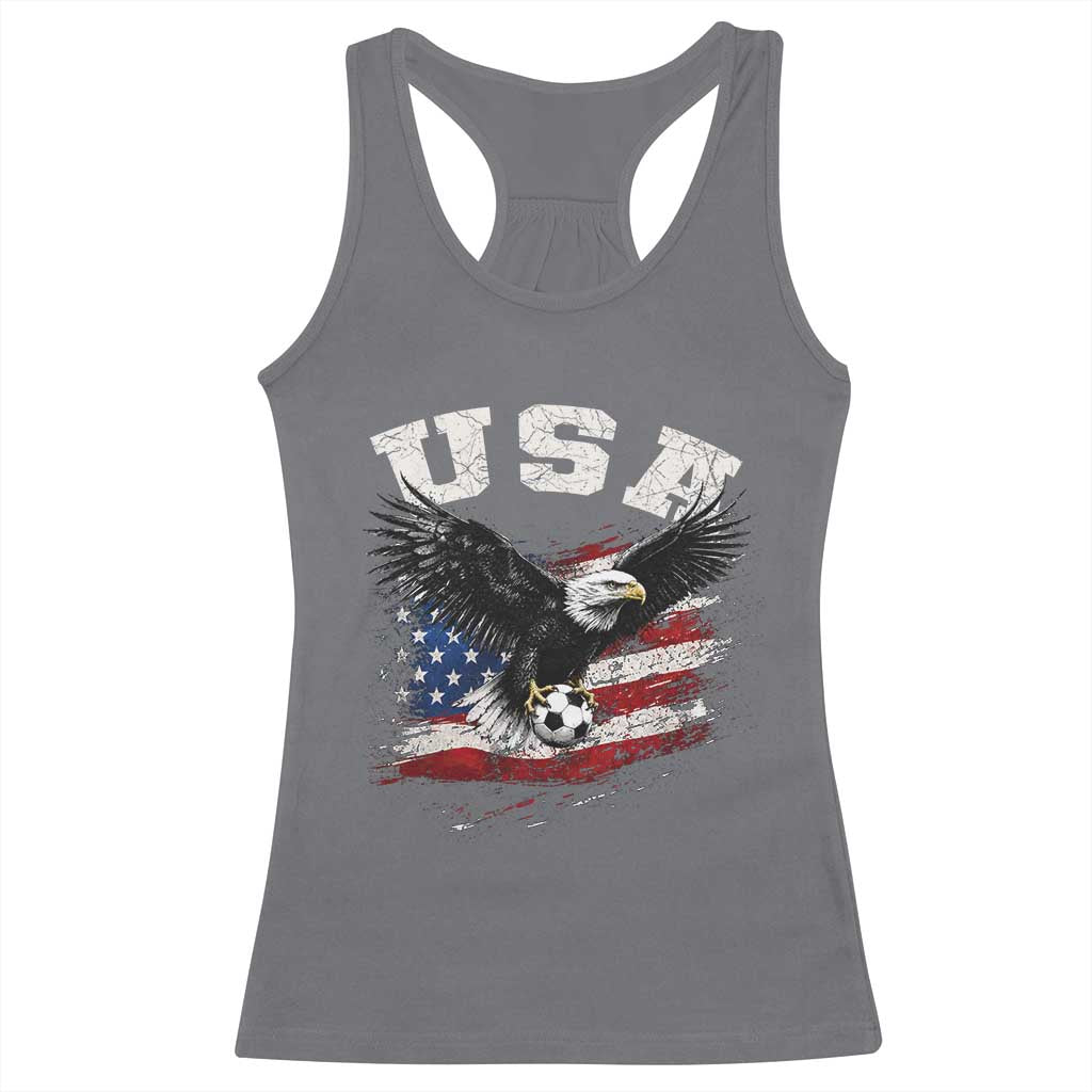 USA Soccer Bald Eagle American Flag Vintage Racerback Tank Top