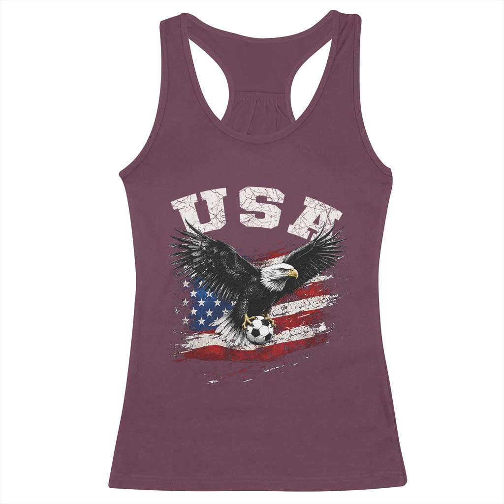 USA Soccer Bald Eagle American Flag Vintage Racerback Tank Top