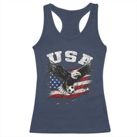USA Soccer Bald Eagle American Flag Vintage Racerback Tank Top