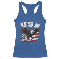 USA Soccer Bald Eagle American Flag Vintage Racerback Tank Top