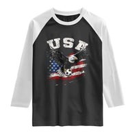 USA Soccer Bald Eagle American Flag Vintage Raglan Shirt