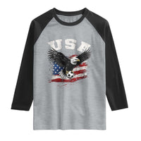 USA Soccer Bald Eagle American Flag Vintage Raglan Shirt