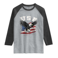 USA Soccer Bald Eagle American Flag Vintage Raglan Shirt