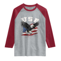 USA Soccer Bald Eagle American Flag Vintage Raglan Shirt