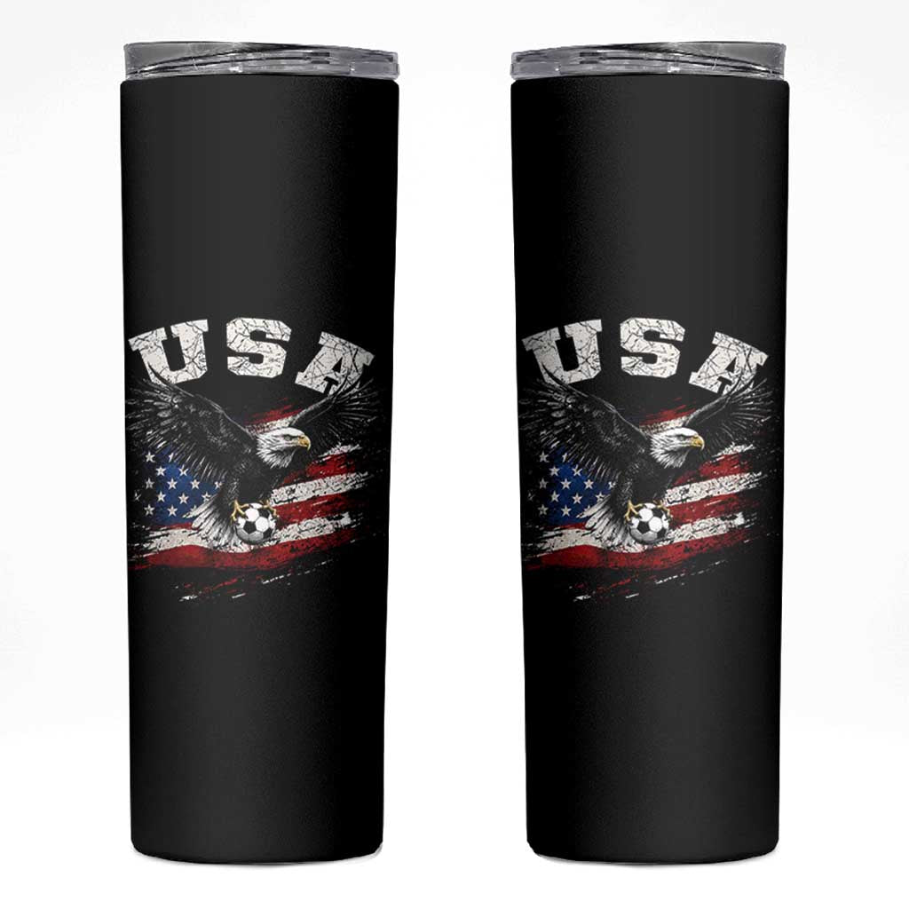 USA Soccer Bald Eagle American Flag Vintage Skinny Tumbler