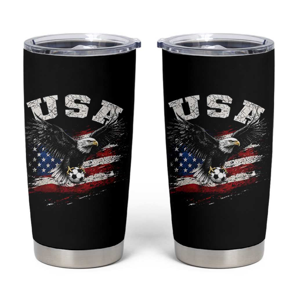 USA Soccer Bald Eagle American Flag Vintage Tumbler Cup