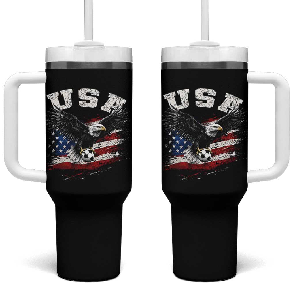 USA Soccer Bald Eagle American Flag Vintage Tumbler With Handle
