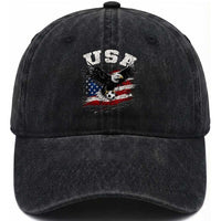 USA Soccer Bald Eagle American Flag Vintage Washed Cotton Baseball Cap