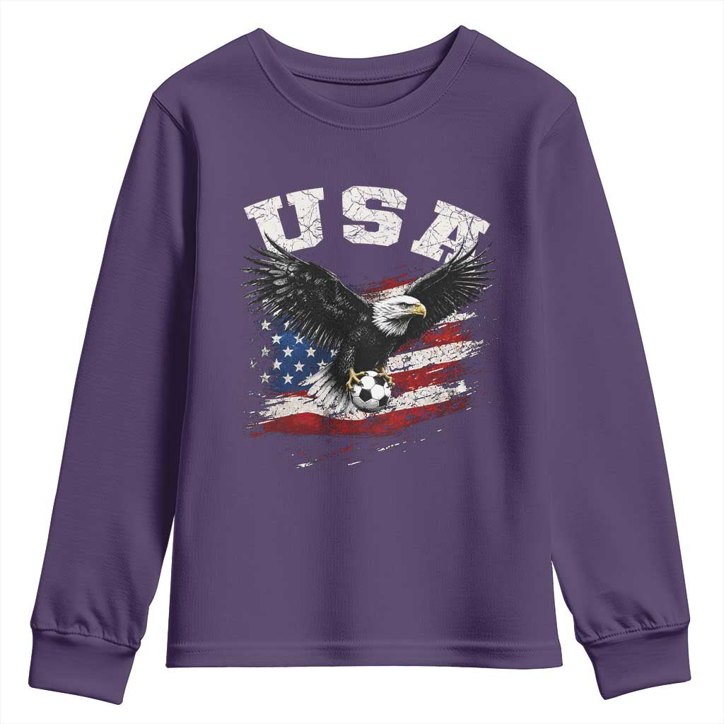 USA Soccer Bald Eagle American Flag Vintage Youth Sweatshirt