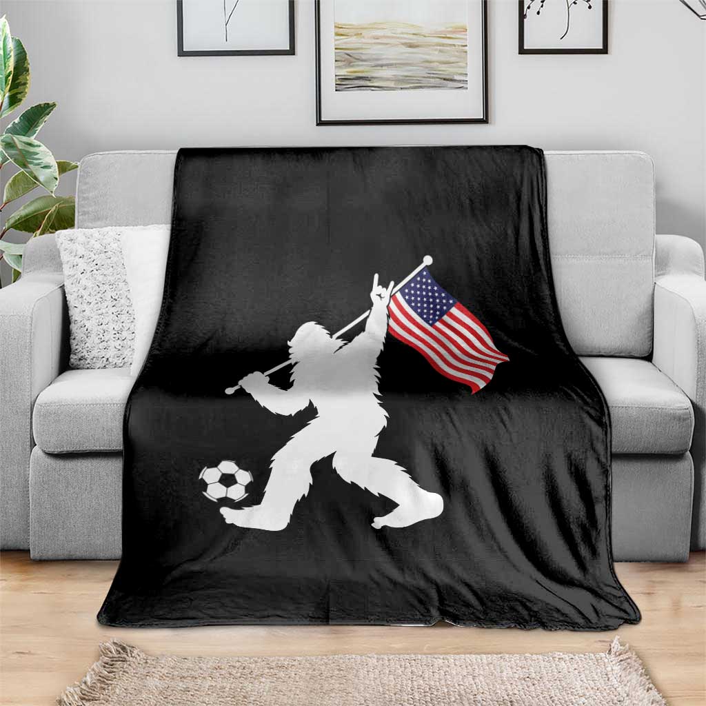 USA Soccer Bigfoot American Flag Fan Throw Blanket