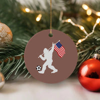 USA Soccer Bigfoot American Flag Fan Ceramic Ornament