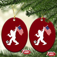 USA Soccer Bigfoot American Flag Fan Ceramic Ornament
