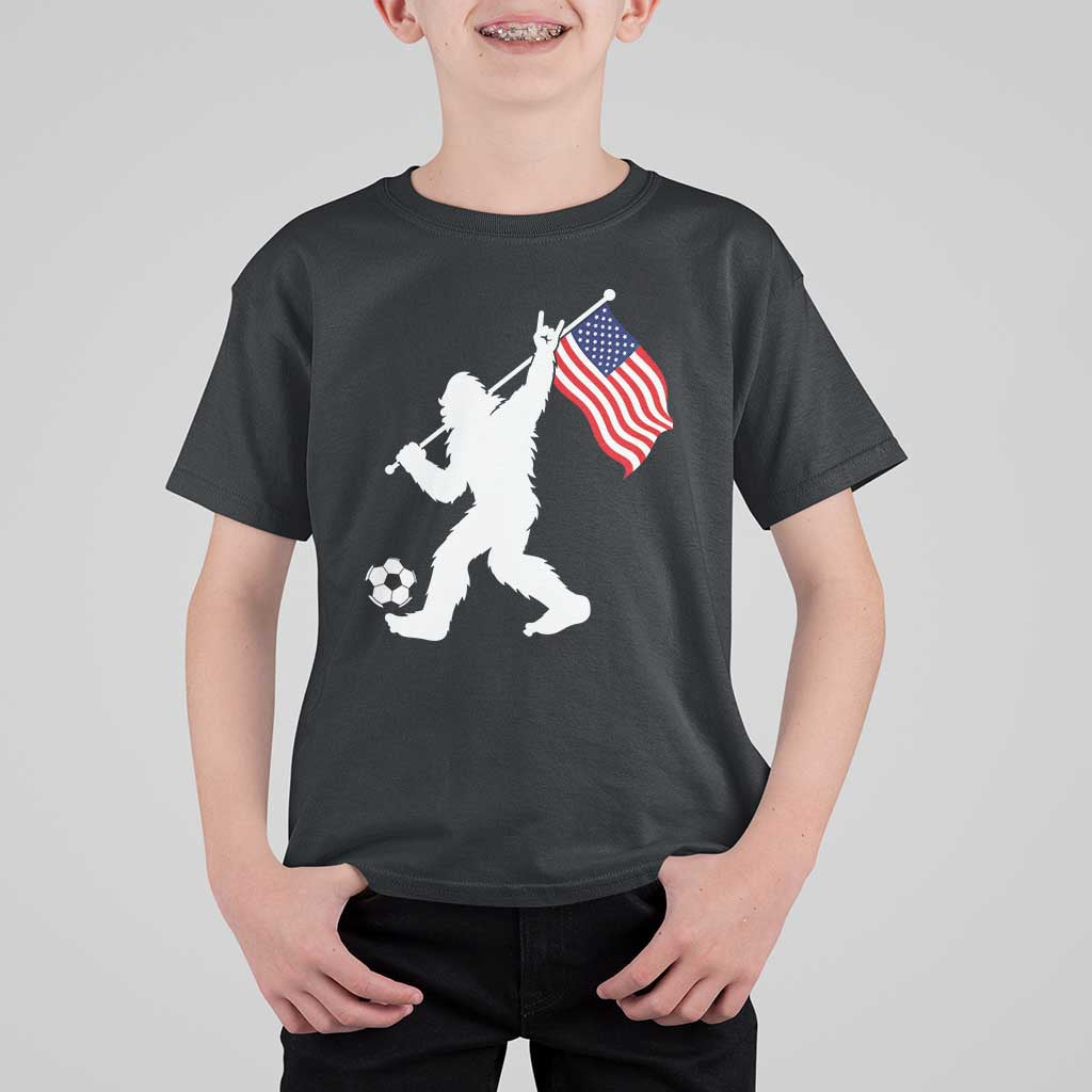 USA Soccer Bigfoot American Flag Fan T Shirt For Kid