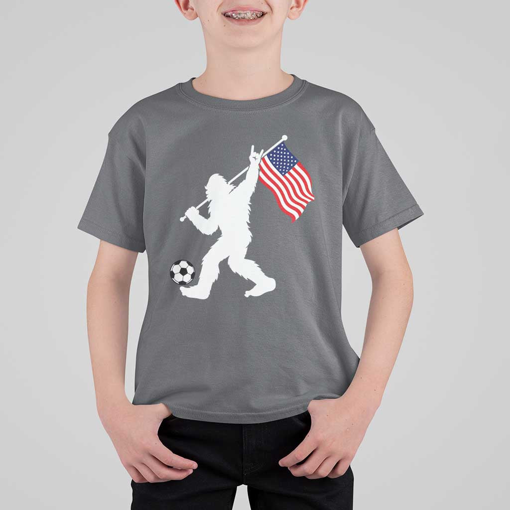 USA Soccer Bigfoot American Flag Fan T Shirt For Kid