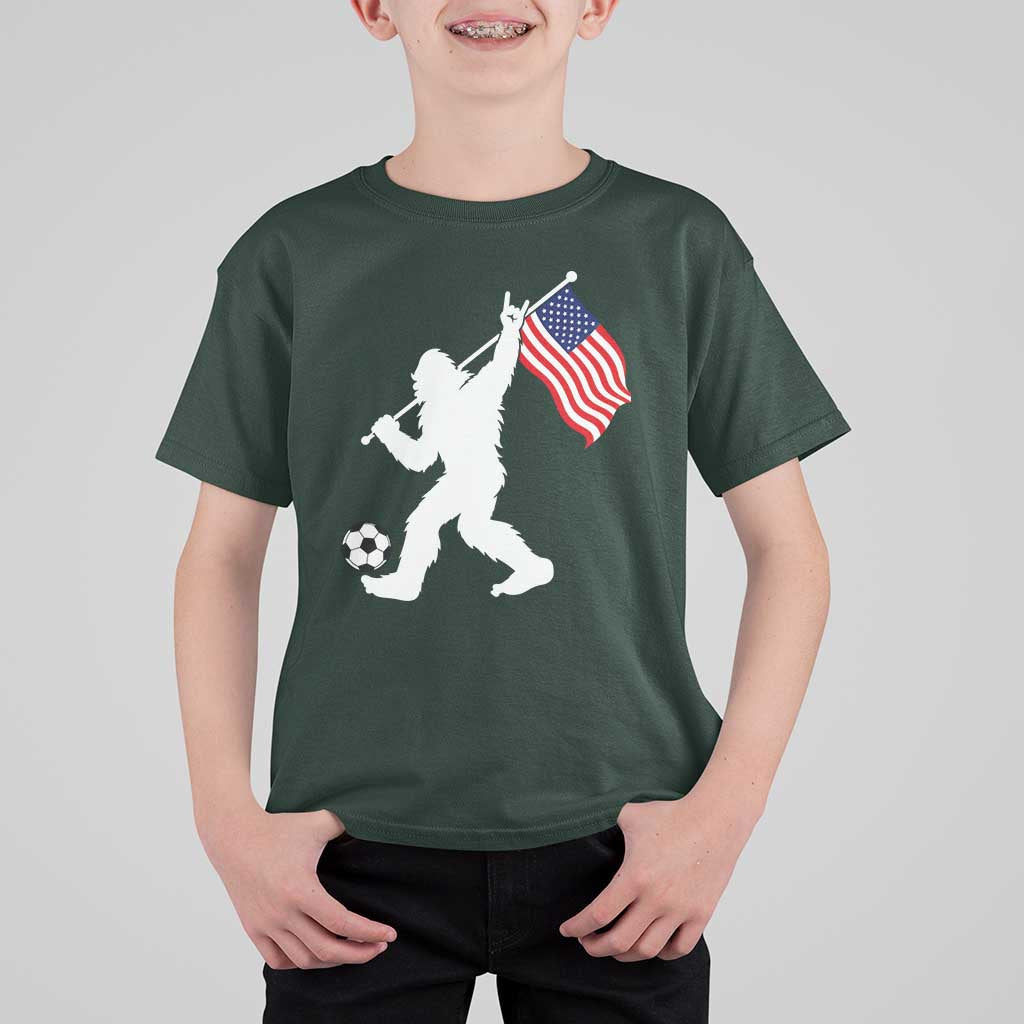 USA Soccer Bigfoot American Flag Fan T Shirt For Kid