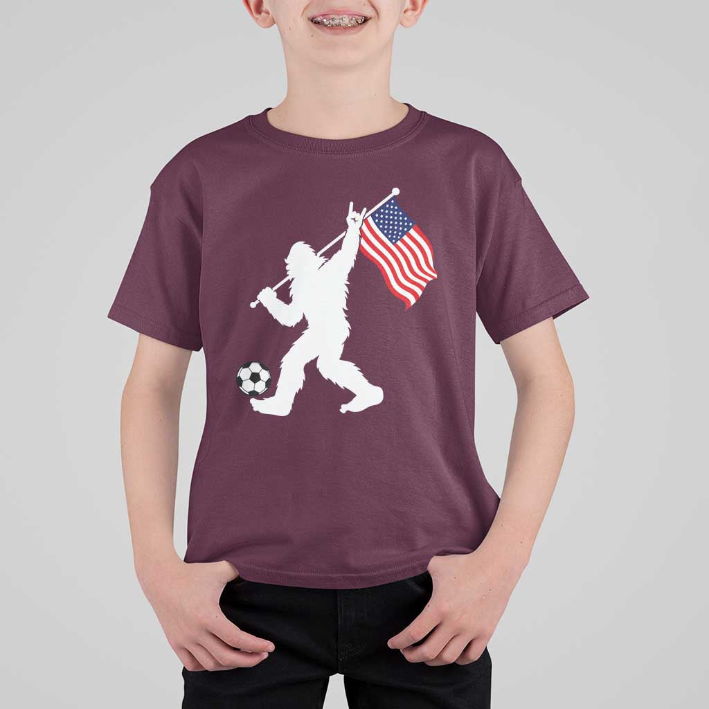 USA Soccer Bigfoot American Flag Fan T Shirt For Kid