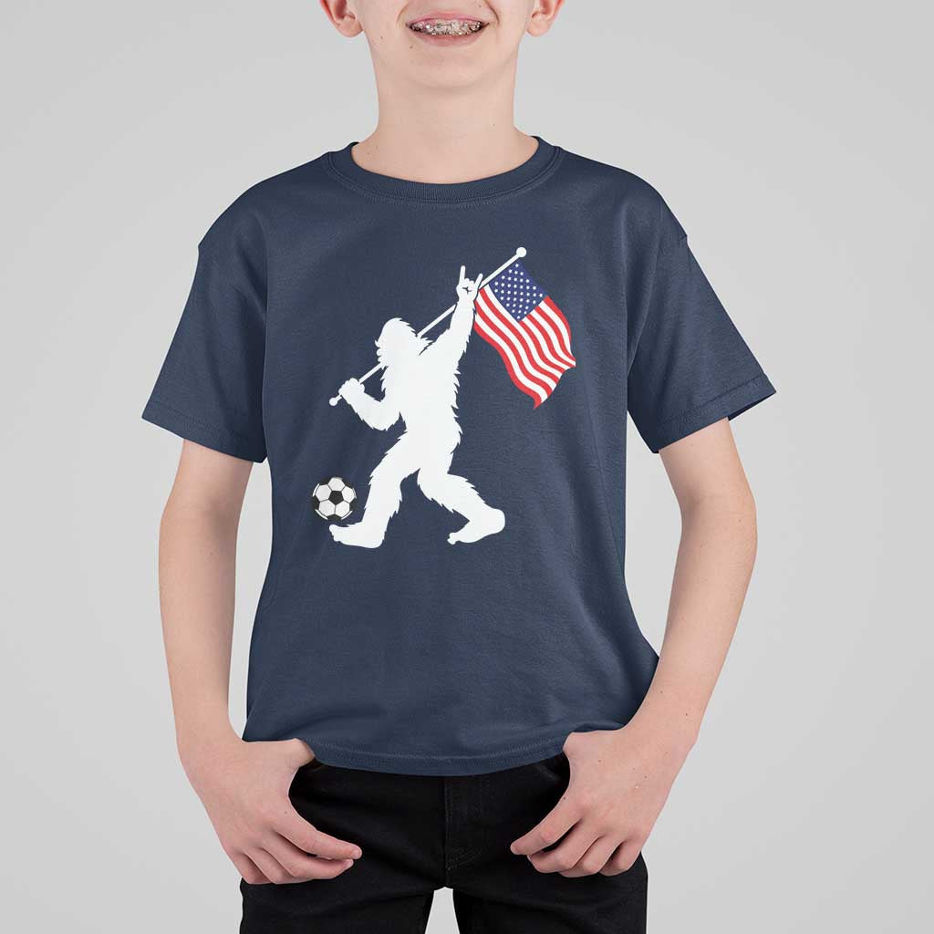 USA Soccer Bigfoot American Flag Fan T Shirt For Kid