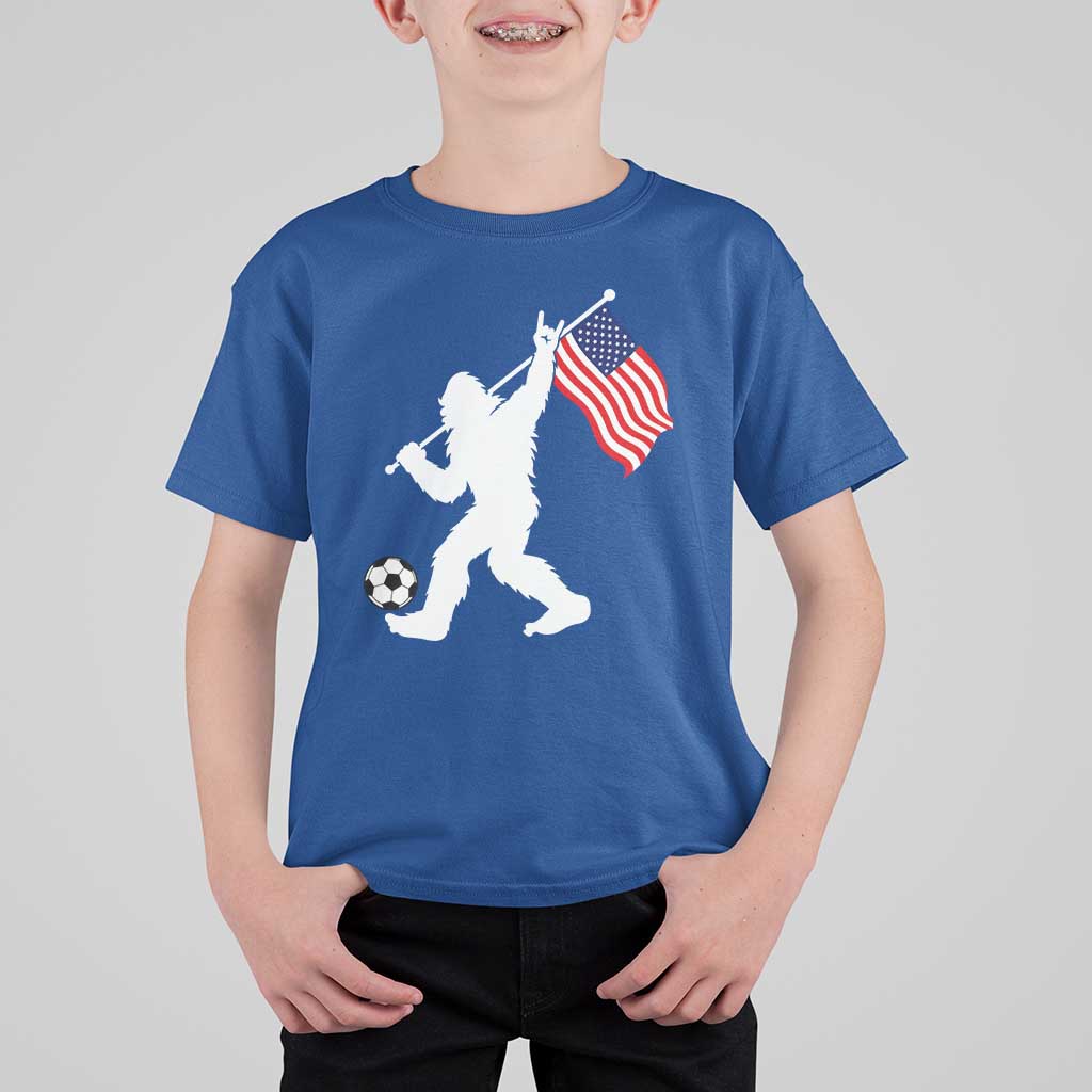 USA Soccer Bigfoot American Flag Fan T Shirt For Kid