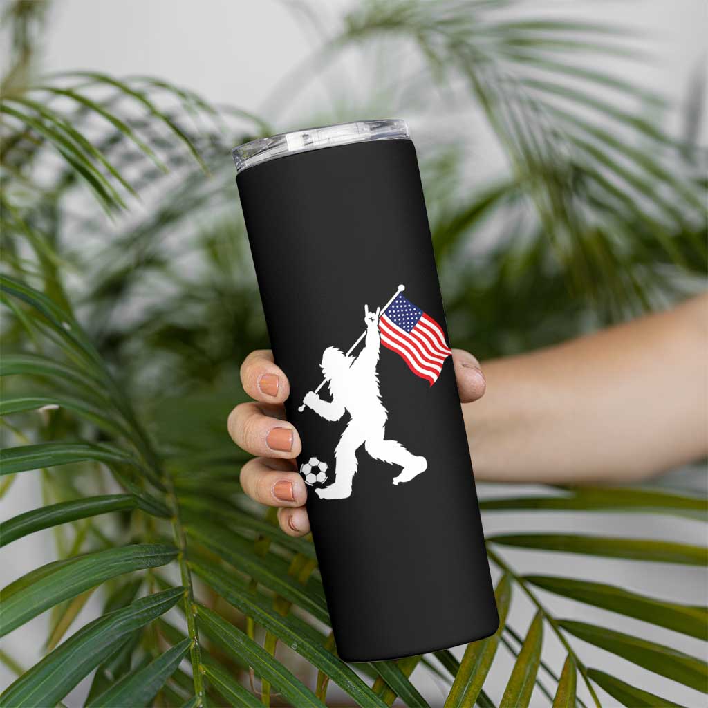 USA Soccer Bigfoot American Flag Fan Skinny Tumbler