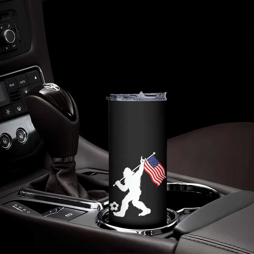 USA Soccer Bigfoot American Flag Fan Skinny Tumbler