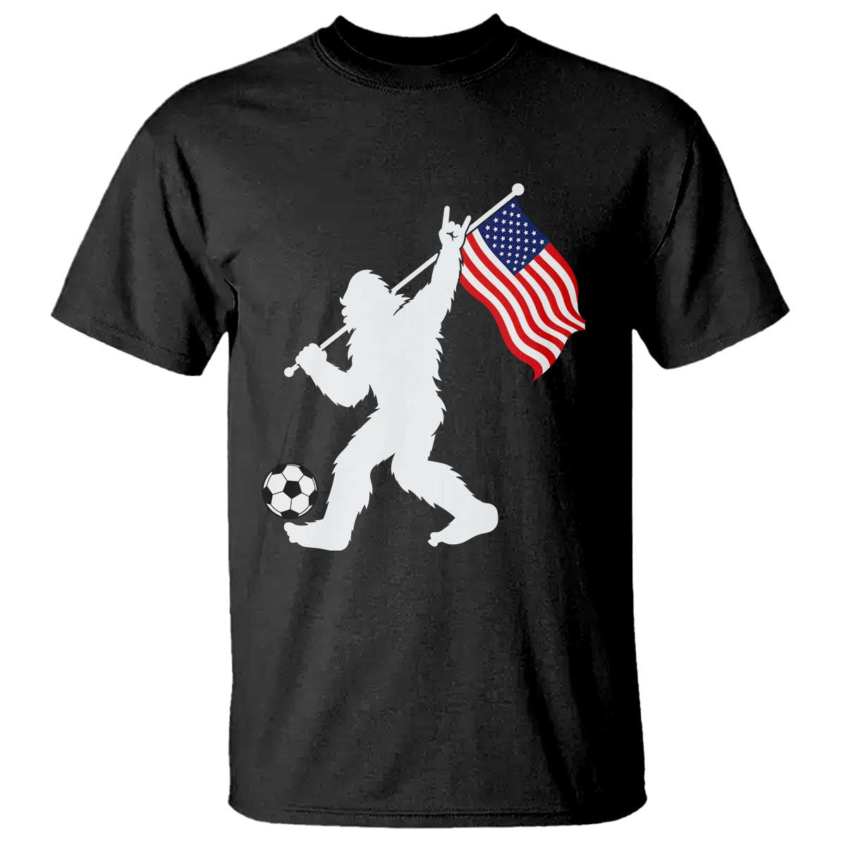 USA Soccer Bigfoot American Flag Fan T Shirt