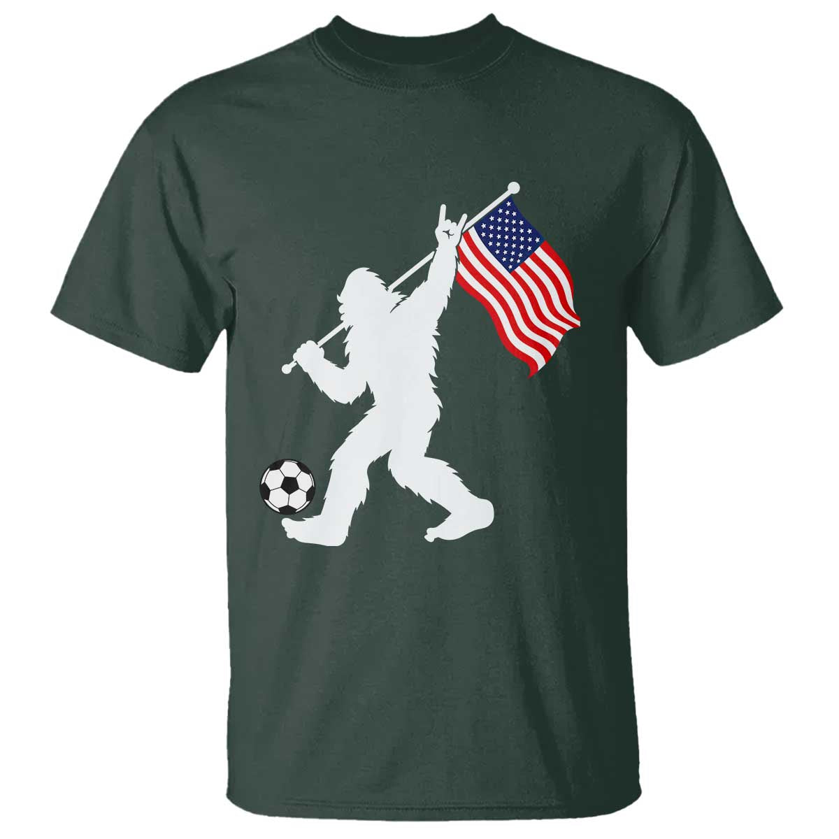 USA Soccer Bigfoot American Flag Fan T Shirt