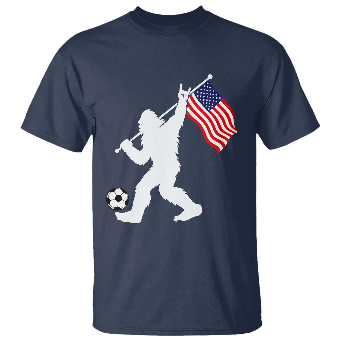 USA Soccer Bigfoot American Flag Fan T Shirt