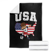 USA Soccer Dabbing Boy American Flag Fan Throw Blanket