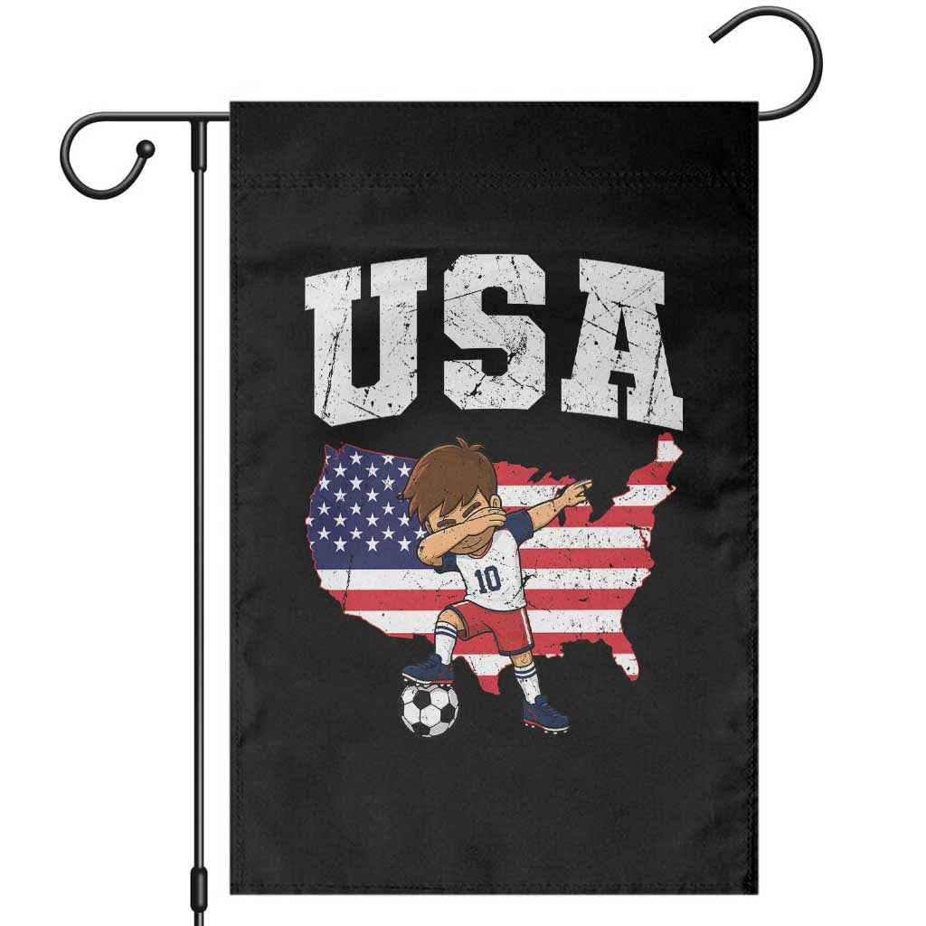 USA Soccer Dabbing Boy American Flag Fan Garden Flag