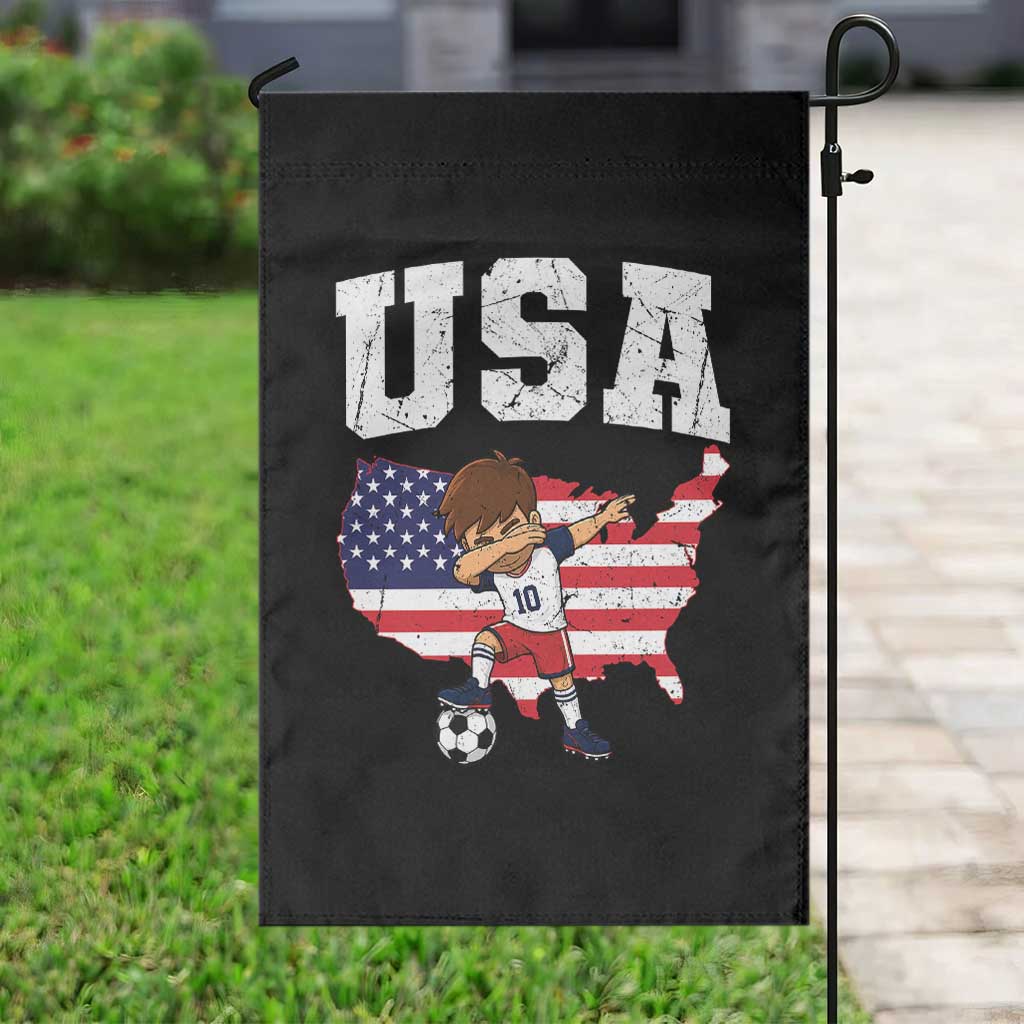 USA Soccer Dabbing Boy American Flag Fan Garden Flag