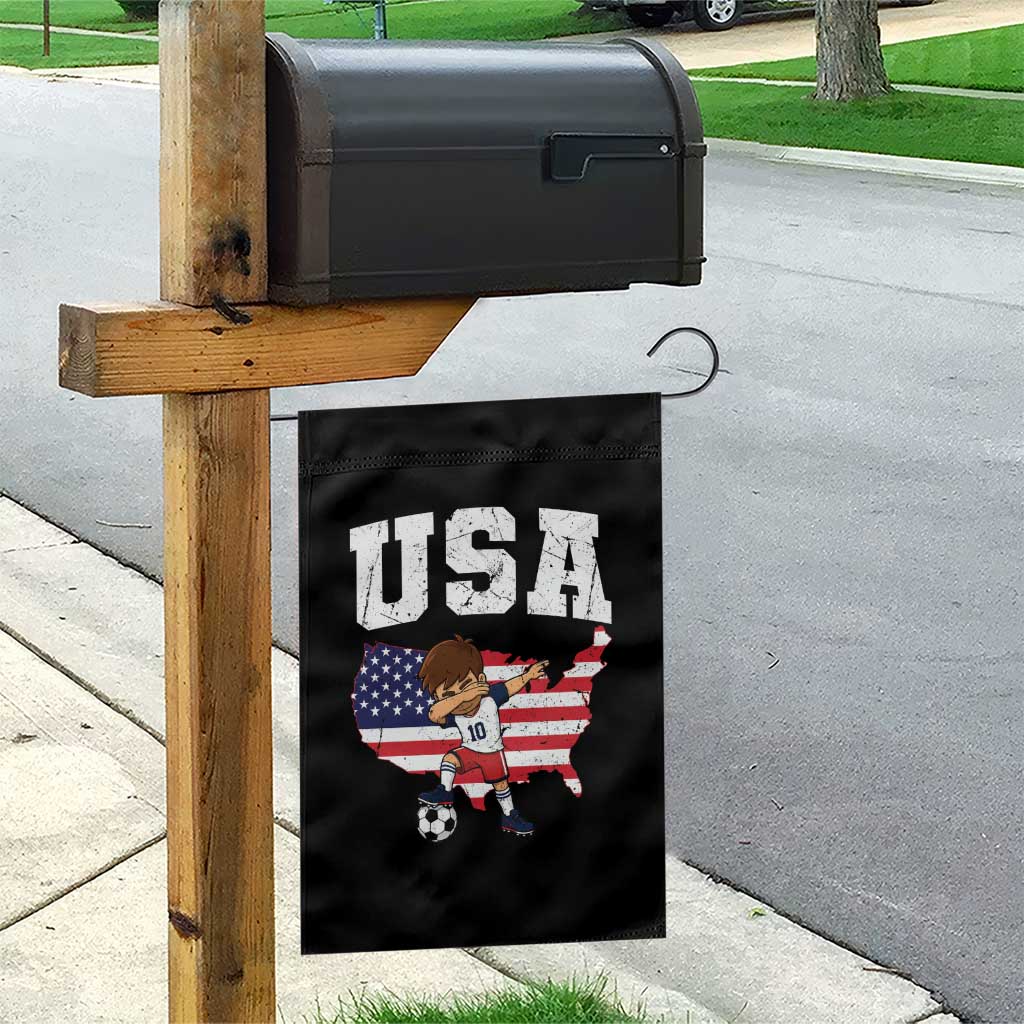 USA Soccer Dabbing Boy American Flag Fan Garden Flag