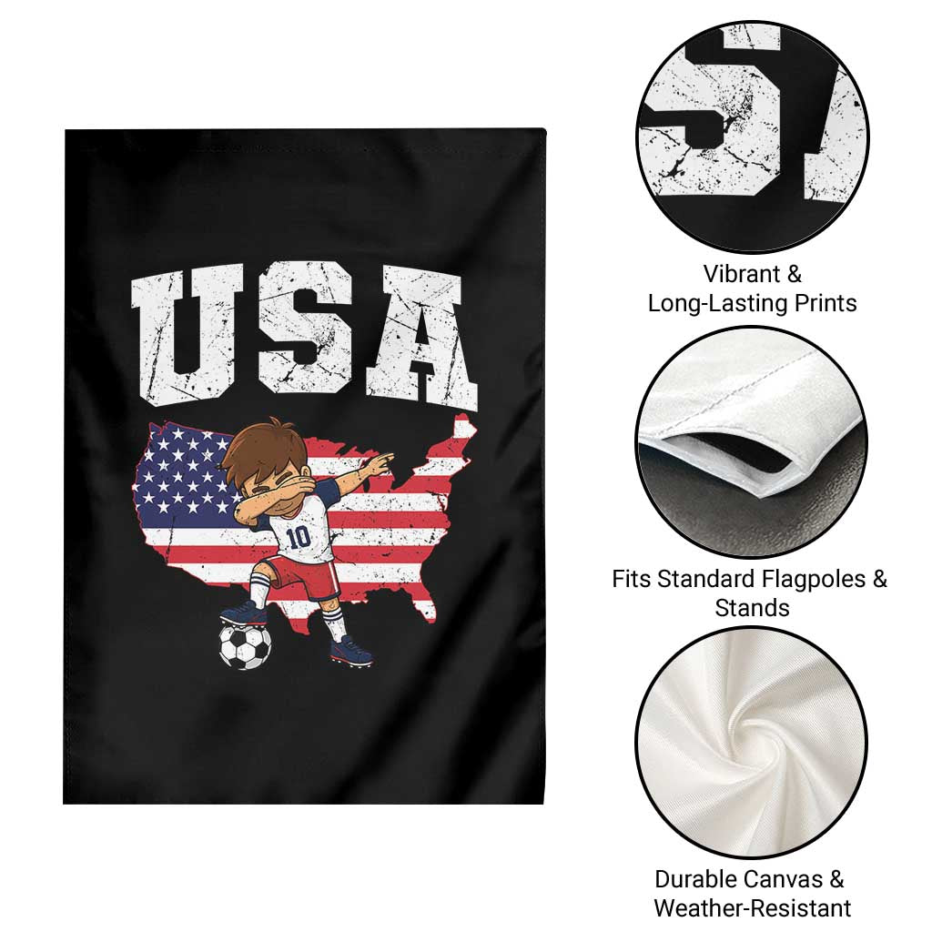 USA Soccer Dabbing Boy American Flag Fan Garden Flag