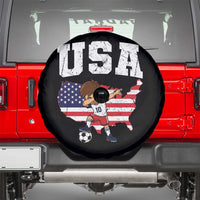 USA Soccer Dabbing Boy American Flag Fan Spare Tire Cover