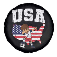 USA Soccer Dabbing Boy American Flag Fan Spare Tire Cover
