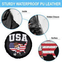 USA Soccer Dabbing Boy American Flag Fan Spare Tire Cover