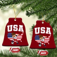 USA Soccer Dabbing Boy American Flag Fan Ceramic Ornament