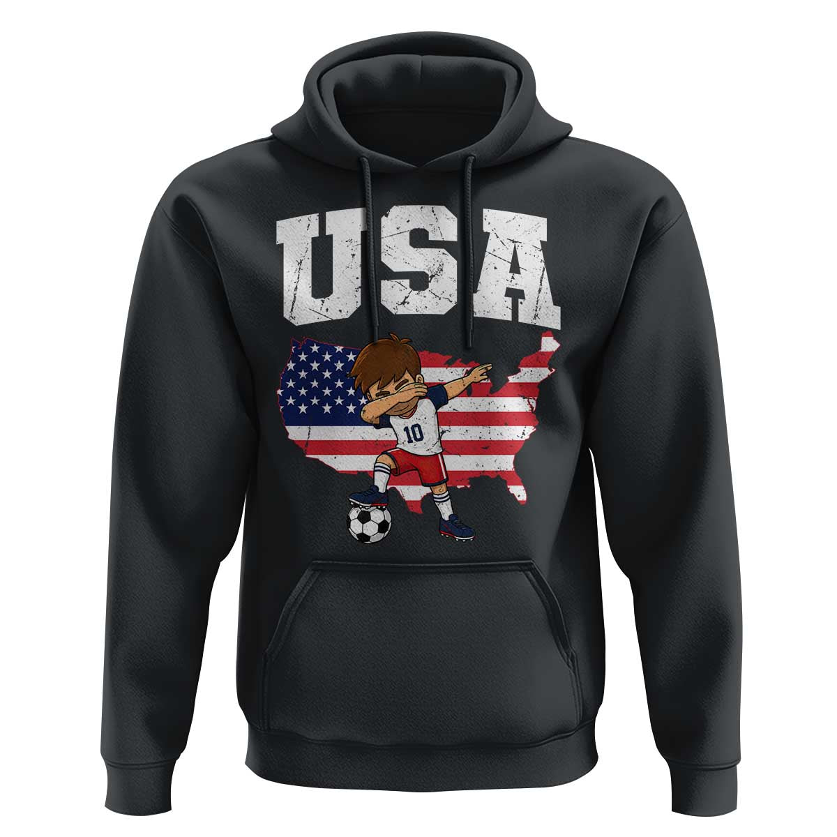 USA Soccer Dabbing Boy American Flag Fan Hoodie