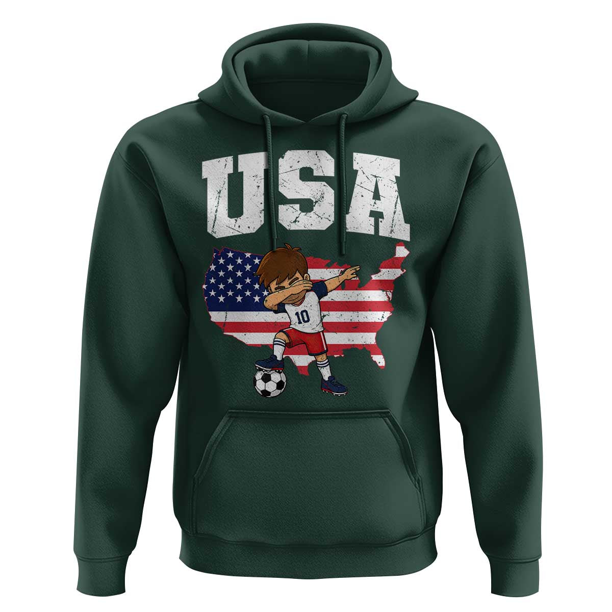USA Soccer Dabbing Boy American Flag Fan Hoodie