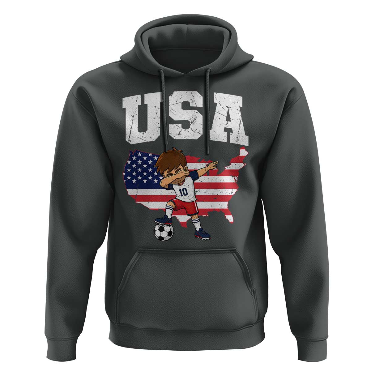 USA Soccer Dabbing Boy American Flag Fan Hoodie