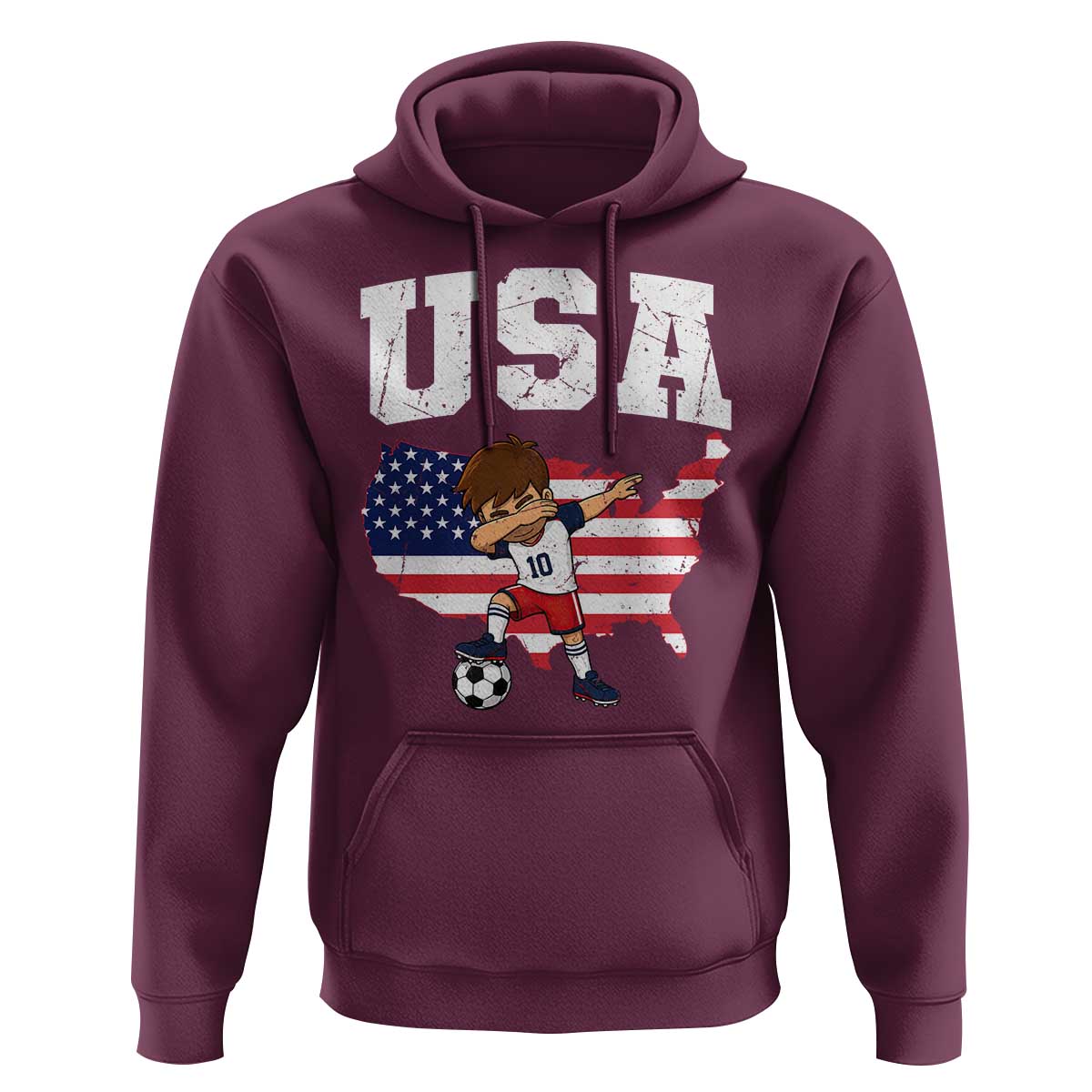 USA Soccer Dabbing Boy American Flag Fan Hoodie