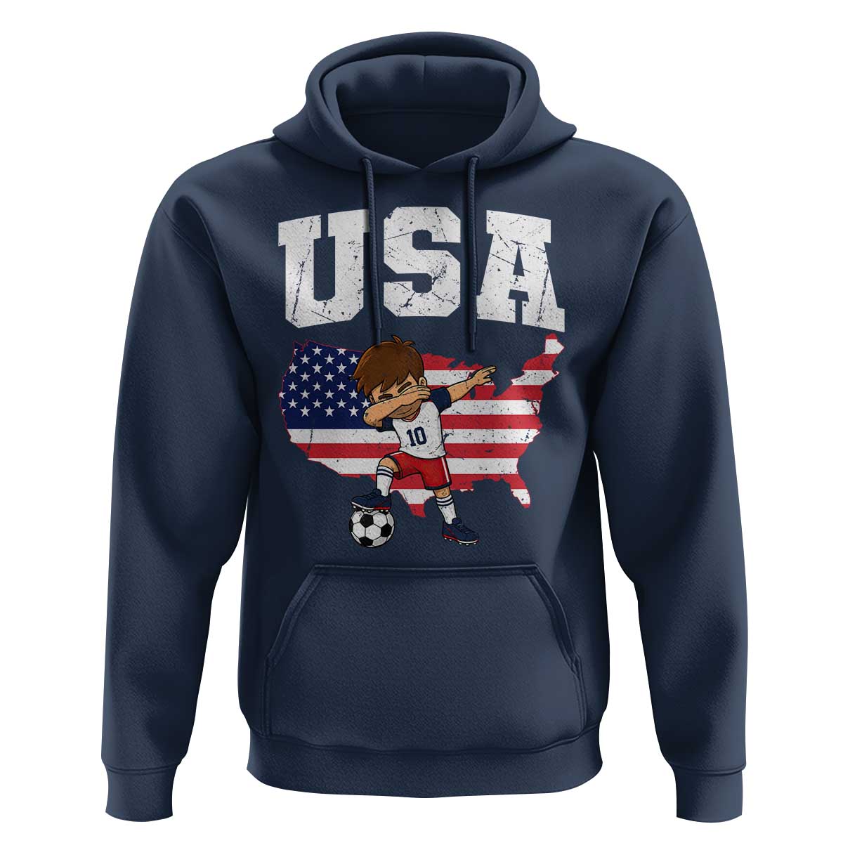 USA Soccer Dabbing Boy American Flag Fan Hoodie