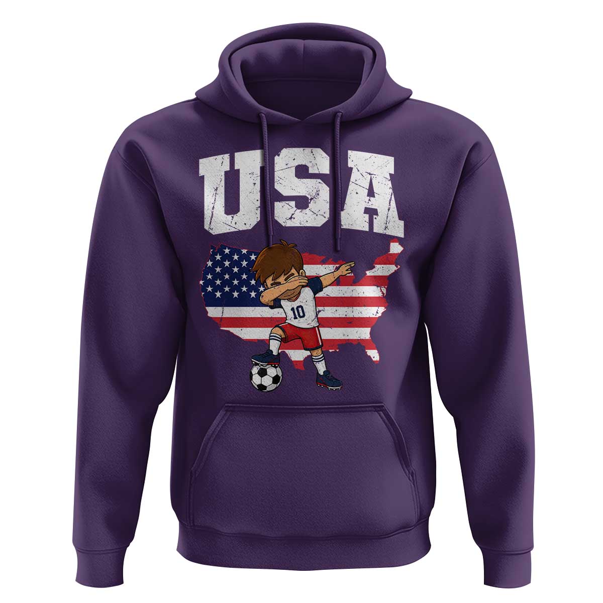 USA Soccer Dabbing Boy American Flag Fan Hoodie