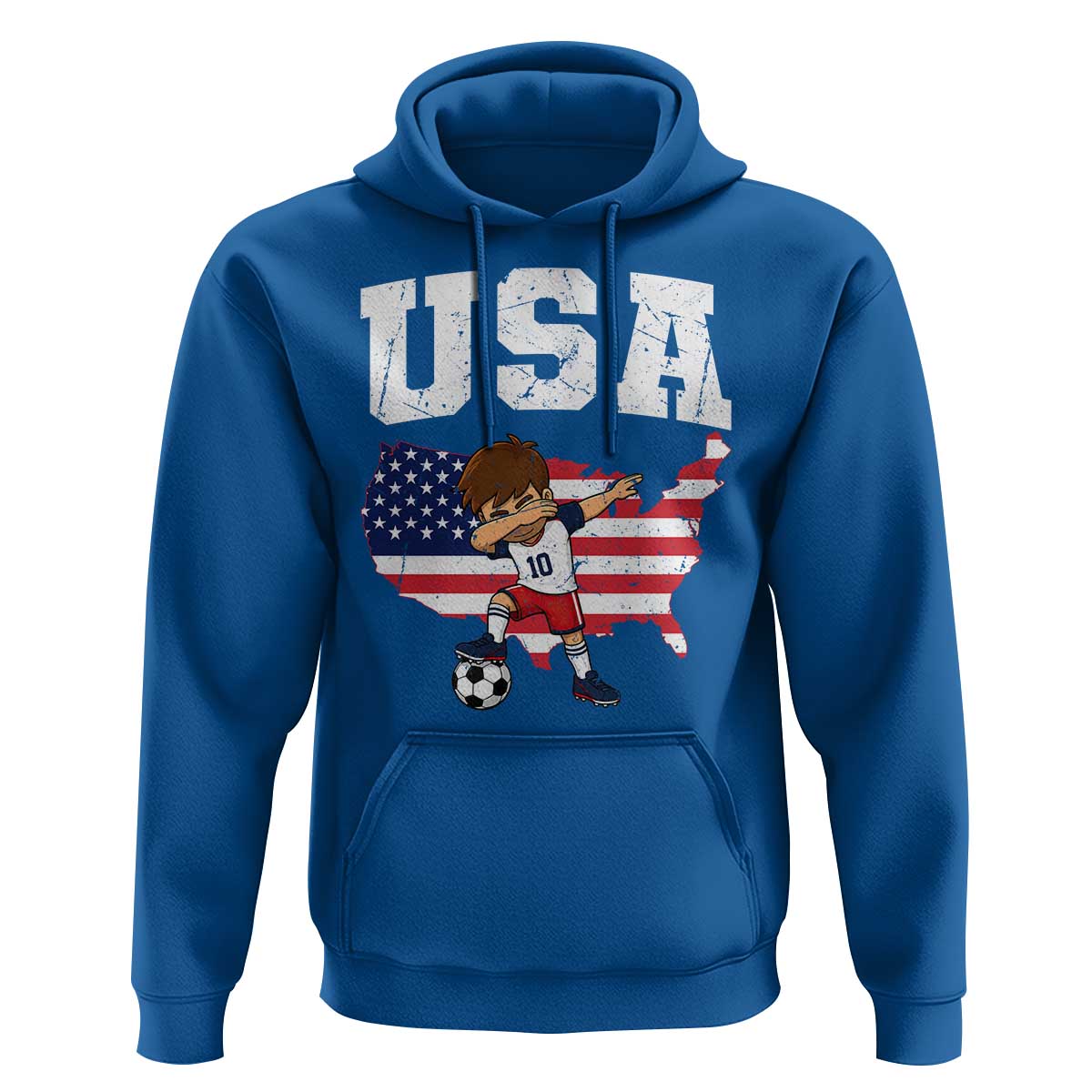 USA Soccer Dabbing Boy American Flag Fan Hoodie