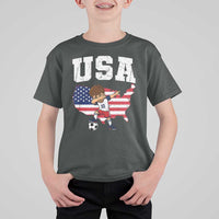 USA Soccer Dabbing Boy American Flag Fan T Shirt For Kid