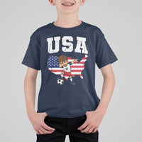 USA Soccer Dabbing Boy American Flag Fan T Shirt For Kid